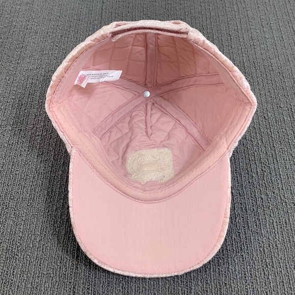 Justice Baseball Hat Girls One Size Light Pink Velour Quilted Bejeweled Initial - Picture 9 of 13